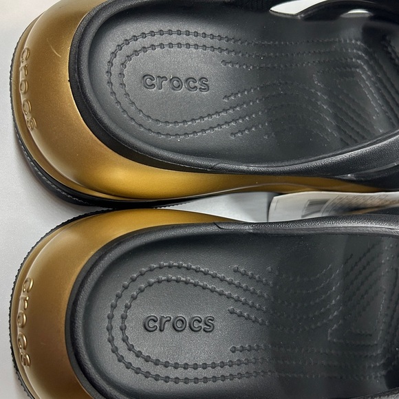 Crocs Mega Crush Metallic Black/Gold Triple Strap Sandal Unisex Women 9. Men 7. - Picture 14 of 14